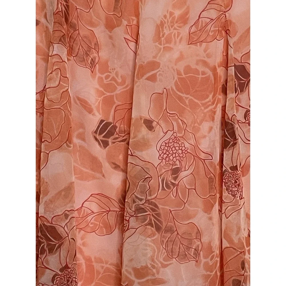 Sheri Martin Womens 18‎ Skirt Peach Handkerchief Hem Floral Elegant Lined